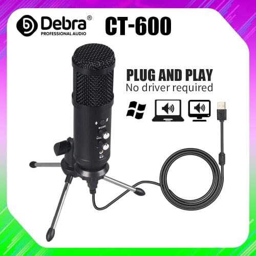 High Quality Condenser Microphon!CT-600 With USB Interface ,Have Monitor,Reverberation,Mute Functions,For Live, Recording
