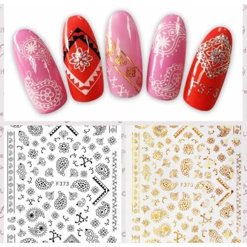 1 Sheet 3D Retro Classical Petal Floral Lace Pattern Self-Adhesive Nail Art Stickers DIY F373# Top-Grade Packing