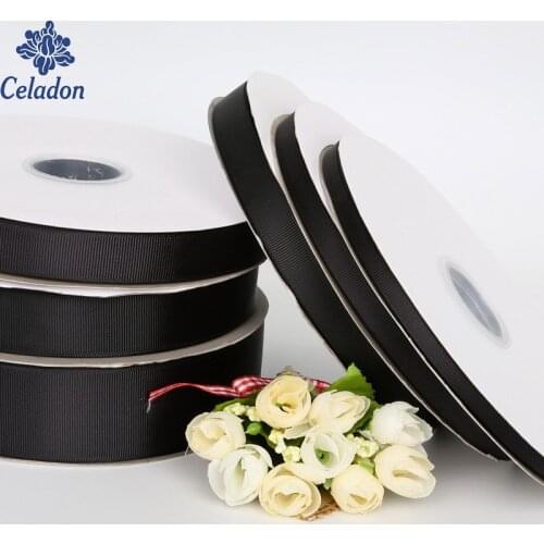 100 Yards 7MM/10MM/15MM/20MM/25MM/38MM Black Grosgrain Ribbon Roll Packing For Handmade DIY Hair Bow & Sewing Gift Wrapping