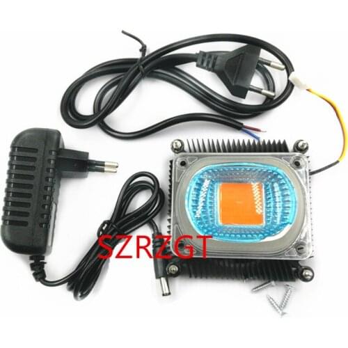 110V/220V 50W 380NM-840NM Full Spectrum LED + Heatsink Cooler+lens +power+cable