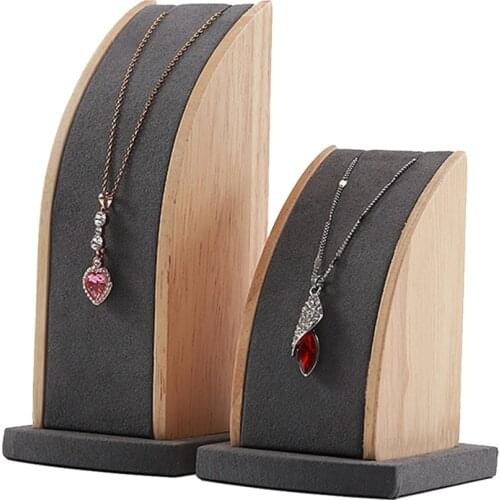 2Pcs Wooden Necklace Stand Jewelry Rack for Retail Store Display Home Decor