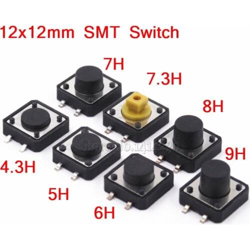 20PC 12x12mm Panel PCB Momentary Switch 4pin 12x12x4.3/5/6/7.3-9MM 12*12*4.3MM/5MM 6MM 7MM 8MM 9MM Tact Push Button/Micro Switch
