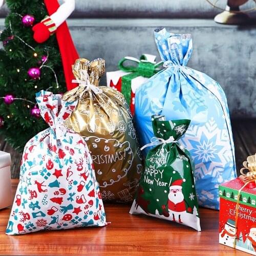 30PCS Christmas Gift Bags Party Wedding Wrapping Treats Bag Drawstring Santa Gift Bag Christmas Ornaments Kids Goodie Decoration