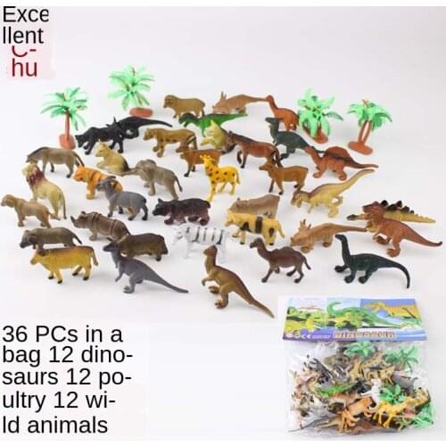 36Pcs Mini Dinosaur Animal Model Stegosaurus Tyrannosaurus Tiger Giraffe Simulation Animal Model Toys Gift K35