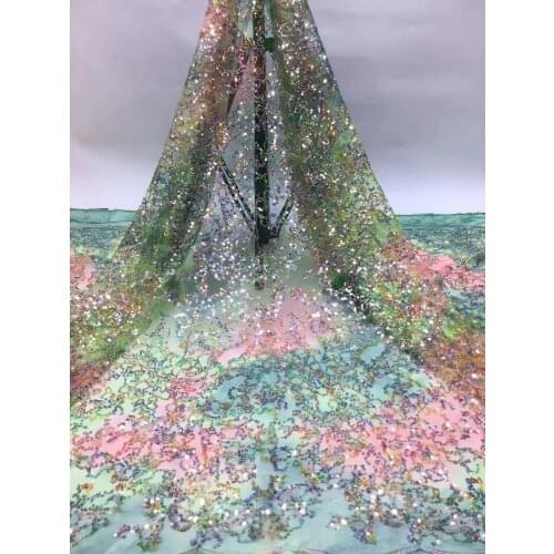 African Mesh Lace Fabric 2021 High-quality Embroidered Sequined French Tulle Lace Fabric For Wedding Dress D4201