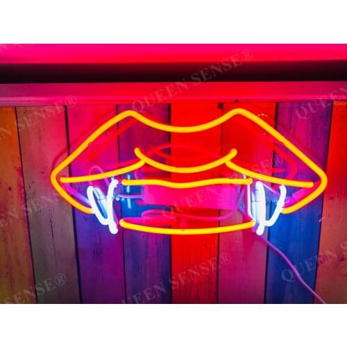 14“ Devil Lips Acrylic Custom Neon Light Lamp Sign Beer Bar Handmade Real Glass Decorate Home Wall Room Windows Tube Artwork