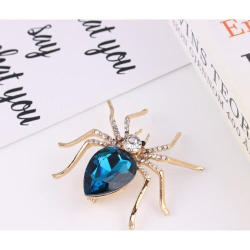 TODOX man Brooches spider insect glass pins Fashion Women crystal exquisite garment accessory activity party coat pins jewelry