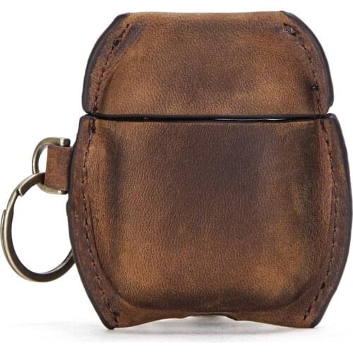 Genuine PULL-UP Cowhide Leather Bluetooth Wireless Earphone Case For Apple Airpods Protective Charging Box Cover For Airpods 2