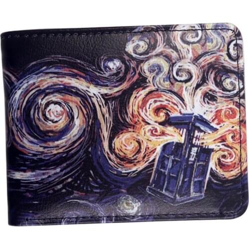 Wallet men Doctor Who Blue Police Box PU Faux leather Bi-Fold Wallet Card Holder NEW