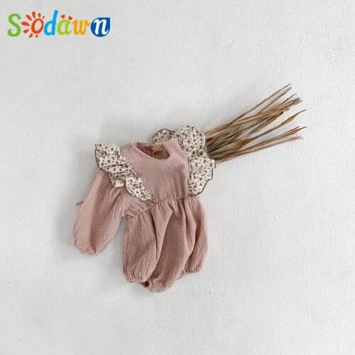 Sodawn Baby Romper Autumn Bat Sleeve Letter Printed Sweater Warm Bodysuit Jumpsuit Clothes Outfits 0-18M