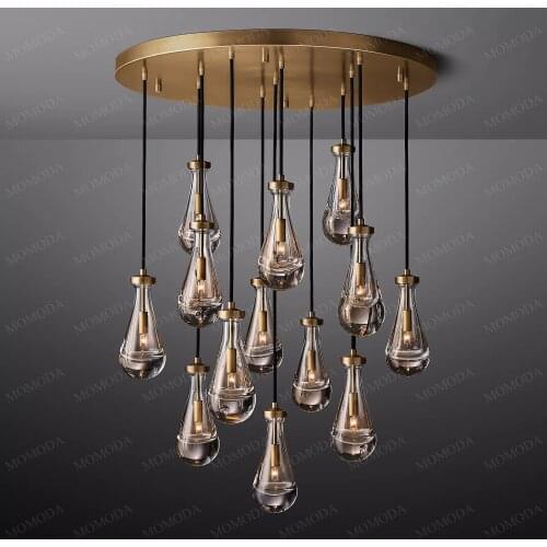 Rain Linear LED Chandeliers Industrial American Style Glass Metal Pendant Lights Bedroom Living Room Staircase Lamps Lustre