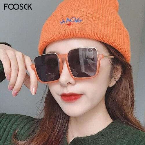 FOOSCK 2020 New Brand Luxury Square Sexy Ladies Cat Eye Sunglasses Designer Women Vintage Rimless For Female UV400
