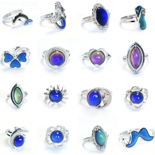 IMIXLOT 1Pcs Mood Temperature Change Emotion Feeling Color Changeable Mood Rings for Women Jewelry