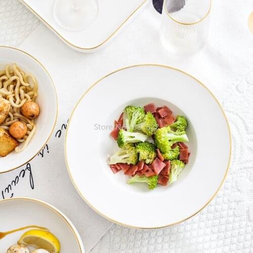 Nordic Ceramic Plate Bowl Phnom Penh Western Plate Steak Plate Salad Home Hotel Tableware Gold