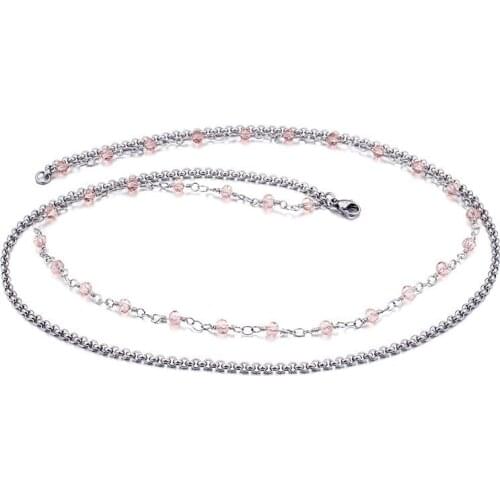 Korean fashion titanium steel jewelry new ladies crystal single chain ladies with chain necklace