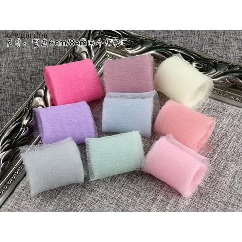 Kewgarden 60mm 6CM Seersucker Ribbons Handmade Bowknot Yarn Ribbon DIY Riband Accessories 10M/Lot