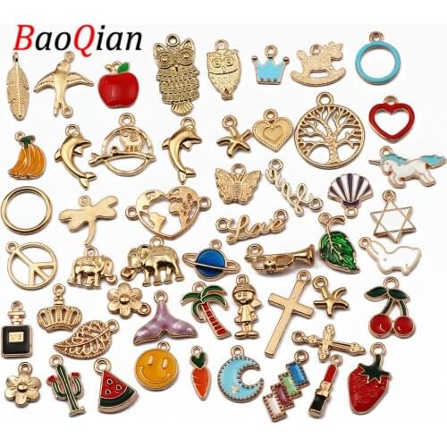 Random Mix 20pcs 5-27mm Golden Charm Metal Pendant For Jewelry Making Diy Fashion Bracelet Necklace Earring Pendant Accessory