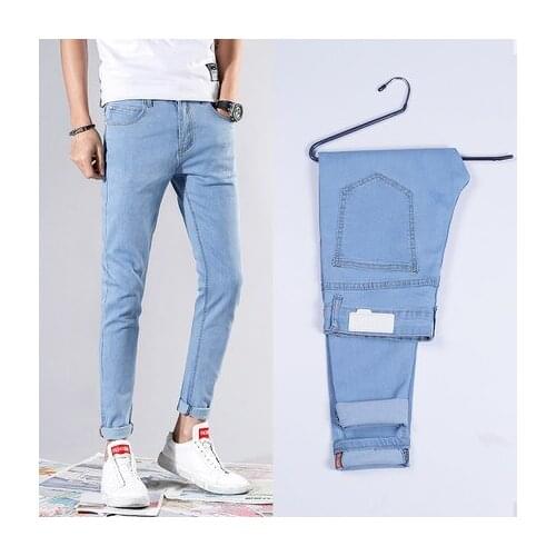 Men Cotton Elastic Denim Pants Cowboy Trousers High Quality 4 Colors Skinny Jeans Men Spring Summer Slim Denim Jeans