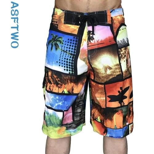 2021 new mens Beach Print Shorts summer casual quick dry surf beach pants spot Capris