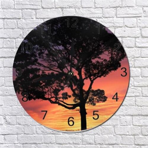 10inch Wall-Clock Decorative Numeral Digital Dial Mute Tree Silent Fashion Digital Clocks Battery Operated Clocks for Bedroom
