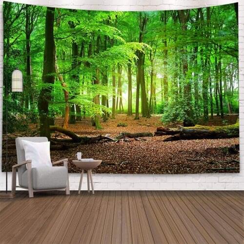 Natural Scenery Forest Plant Landscape Tapestry Wall Hanging Indian Throw Mandala Hippie Bedspread Bohemian Living Room Decor
