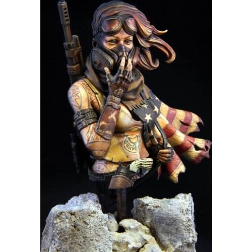 Unpainted Kit 1/10 Red Desert woman soldier with Mask figure Historical Resin kit miniature model