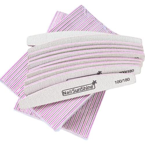 10Pcs/Set 100/180 Grit Nail File Buffer Block Grey Nail Art Sanding Buffer Files For Salon Manicure UV Gel Tips Washable Files