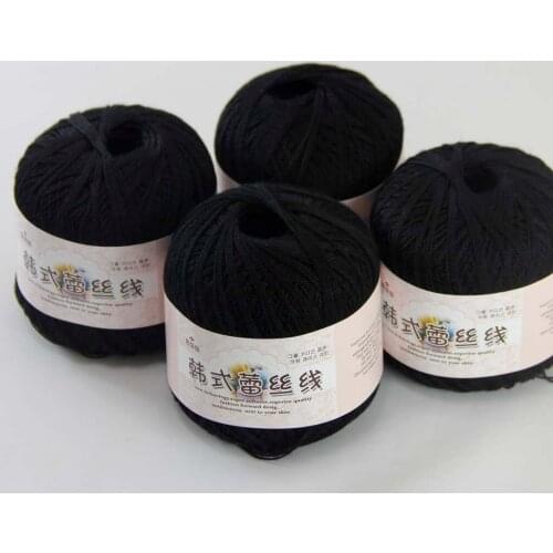 Free Shipping 4Balls X50g New Soft Hand Knitting High quality soft 100% Cotton Crocheted Yarn 16111-4 Black