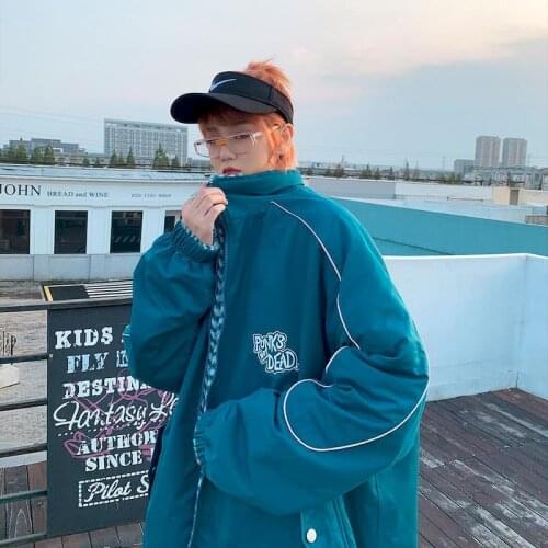 Cotton-padded jacket Winter Hong Kong style double-sided men women Korean retro plush loose reflective plus velvet lovers coats