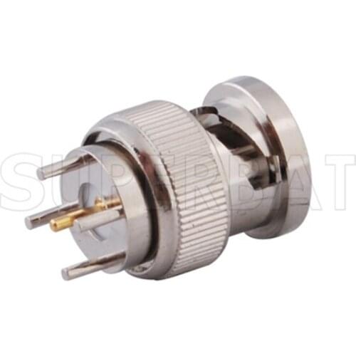 Superbat 10pcs BNC Thru Hole Plug Vertical PCB Mount Straight RF Coaxial Connector