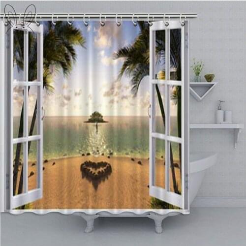 Aplysia Landscape Shower Curtain The Beach In The Window Bathroom Shower Curtain Waterproof Polyester Bath Shower Curtain Sets