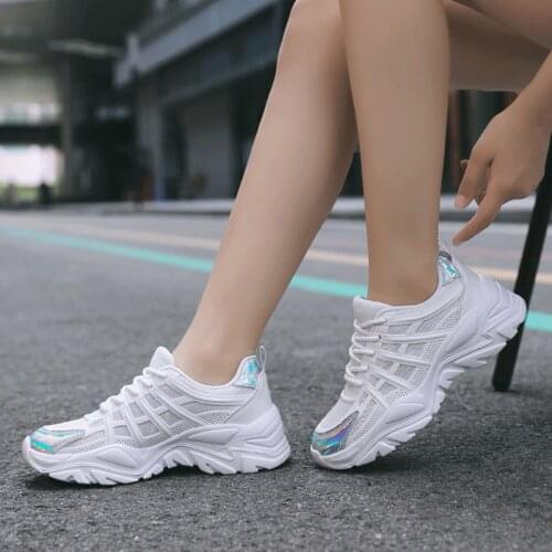 Sneakers women 2021 fashion summer women sneakers lace up mesh breathable flat casual platform shoes female zapatillas mujer