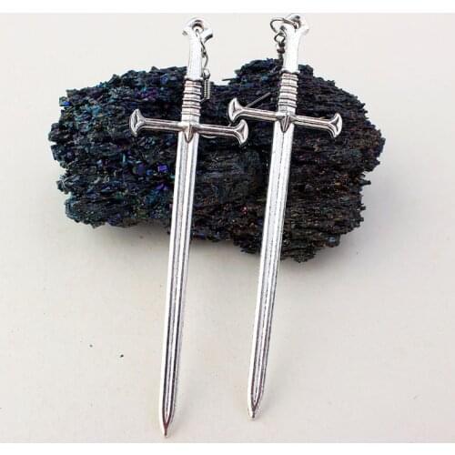 1 pair of vintage cool sword earrings female punk ear hoops for women jewelry long single earring