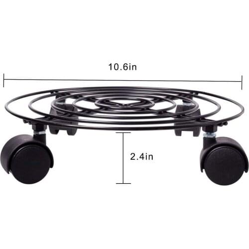 10.6 Inches Metal Flower Pot Tray Removable Plant Caddy Pots Holder with Lockable Wheels Home Garden Balcony Patio Pot Tray