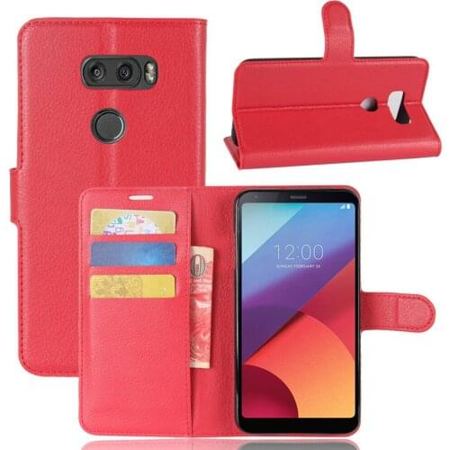 100pcs/lot Free shipping Lychee Wallet Leather Case Stand Card Holder For LG X venture V9 For LG V30 LG Q6