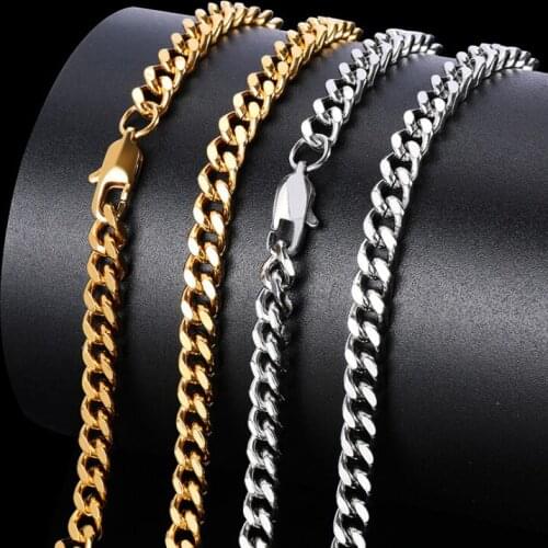 2.5/4/6/9mm Cuban Chain 316L Stainless Steel Cool Mens Polishing Fashion Cuban Necklace