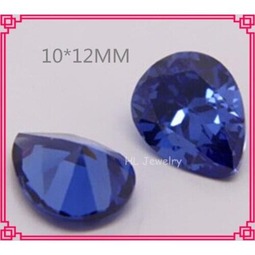 [20PCS/Lot] AAA Grade Synthetic Tanzania CZ Stone 10*12MM Pear Shape Loose Beads For Pendant Necklace