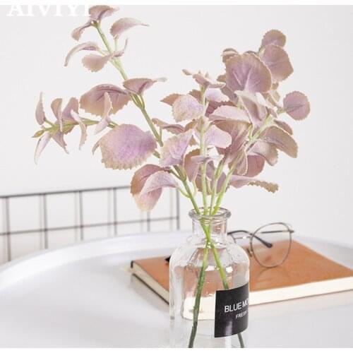 3 mint leaves artificial flower simulation plant green plant flower arrangement accessories home wedding party decoration