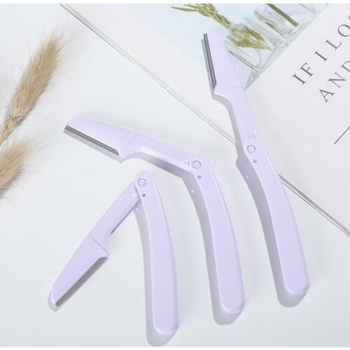 3Pcs Eyebrow Epilator Folding Eyebrow Trimmer Safety Scraping Eyebrow Razor Beauty Dermaplaning Tool Eyebrow Scissors