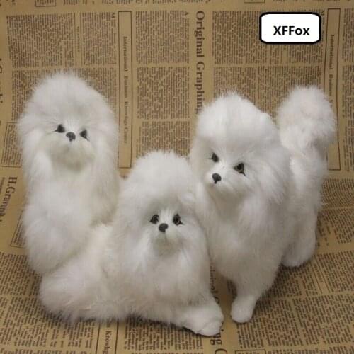 3 pieces a lot new real life white dog models plastic&furs poodle dog dolls gift about 14-18cm xf1509