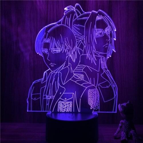 3D Lamp Anime Attack on Titan Levi x Hange Zoe LED NightLight Figure 7 Colors Touch Table Bedroom Decor Night Light Gift