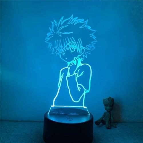 3D Nightlight Anime Hunter X Hunter Killua Face Lovely Action Figure 7 Colors Touch Optical Illusion Table Lamp Gift Room Decor