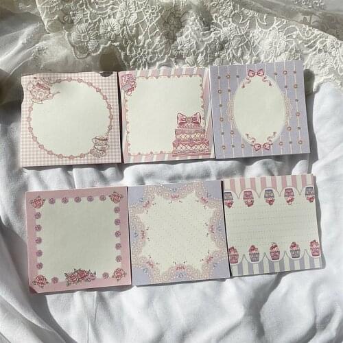50 Sheets Cute Lace Cake Memo Pad Girl Diary DIY Decorative Sticky Notes School Notebook Stationery Note Paper