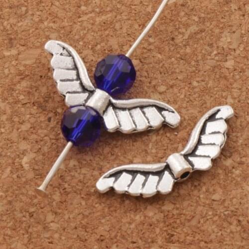 50pcs Angel Wing Charm Beads 23.8x8.3mm Tibetan Silver Spacers Jewelry Findings L079