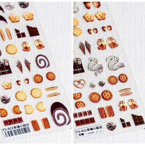 5D thin tough nail stickers pro frosted thin transparent embossed nail stickers happy dessert cookies