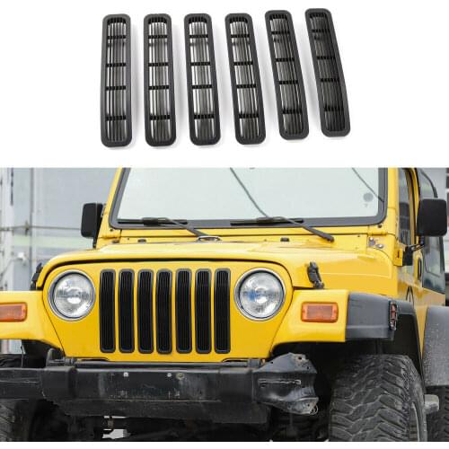 7 Pcs Black Front Mesh Grille Inserts Grill Trims Fit Jeep Wrangler TJ 1997-2006