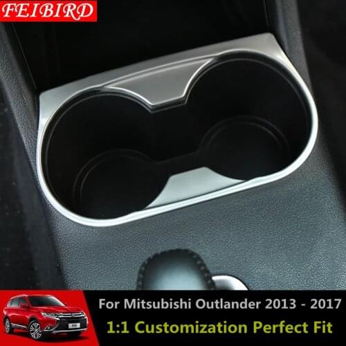 ABS Front Seat Water Cup Holder Frame Decorative Cover Trim For Mitsubishi Outlander 2013 2014 2015 2016 2017 Matte Silver