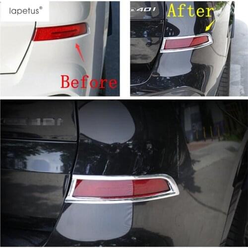 Lapetus Accessories Fit For BMW X5 G05 2019 2020 ABS Chrome Shiny Tailgate Rear Foglights Fog Lights Lamp Frame Cover Trim 2 Pcs