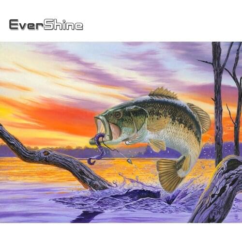 EverShine Diamond Painting Animal 5D Full Drill Square Diamond Embroidery Fish Rhinestones Picture New Arrival Wall Art
