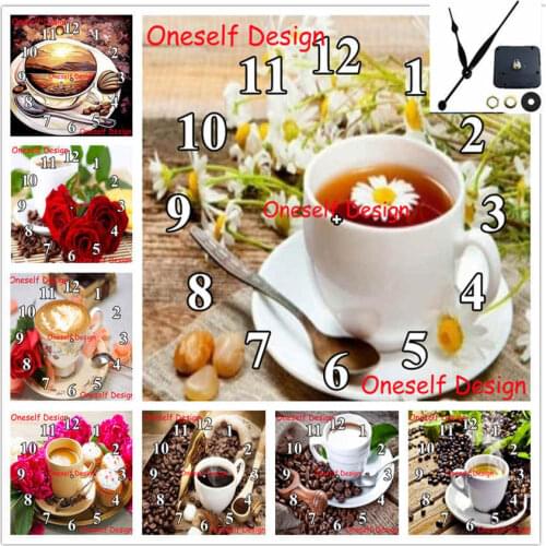 New 5d diamond painting cross stitch Mechanical clock coffee 5d diamond embroidery full clock diamond mosaic sale wall sticker